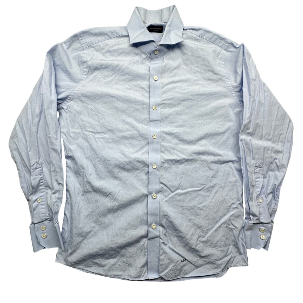 Proper Cloth The Stanton Broadcloth Dress Shirt Mens 17 34.5 Sky Blue PCF1354